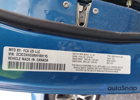 2022 Dodge Charger Gt Rwd from USA, damaged, VIN 2C3CDXHG0NH169115